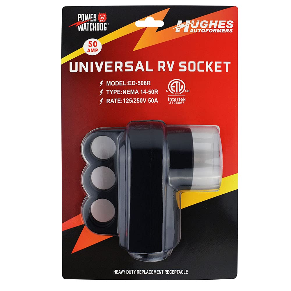 50 Amp Hughes Autoformers Female Plug, Black