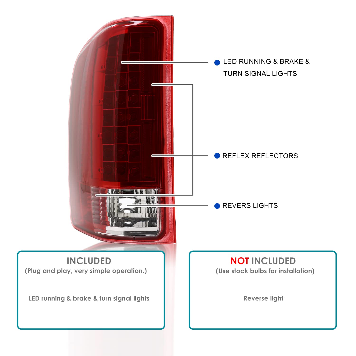 Red LED Tail Lights SPEC-D TUNING Compatible with 2007-2013 Chevy Silverado 1500 2500 3500, Left + Right Pair Assembly