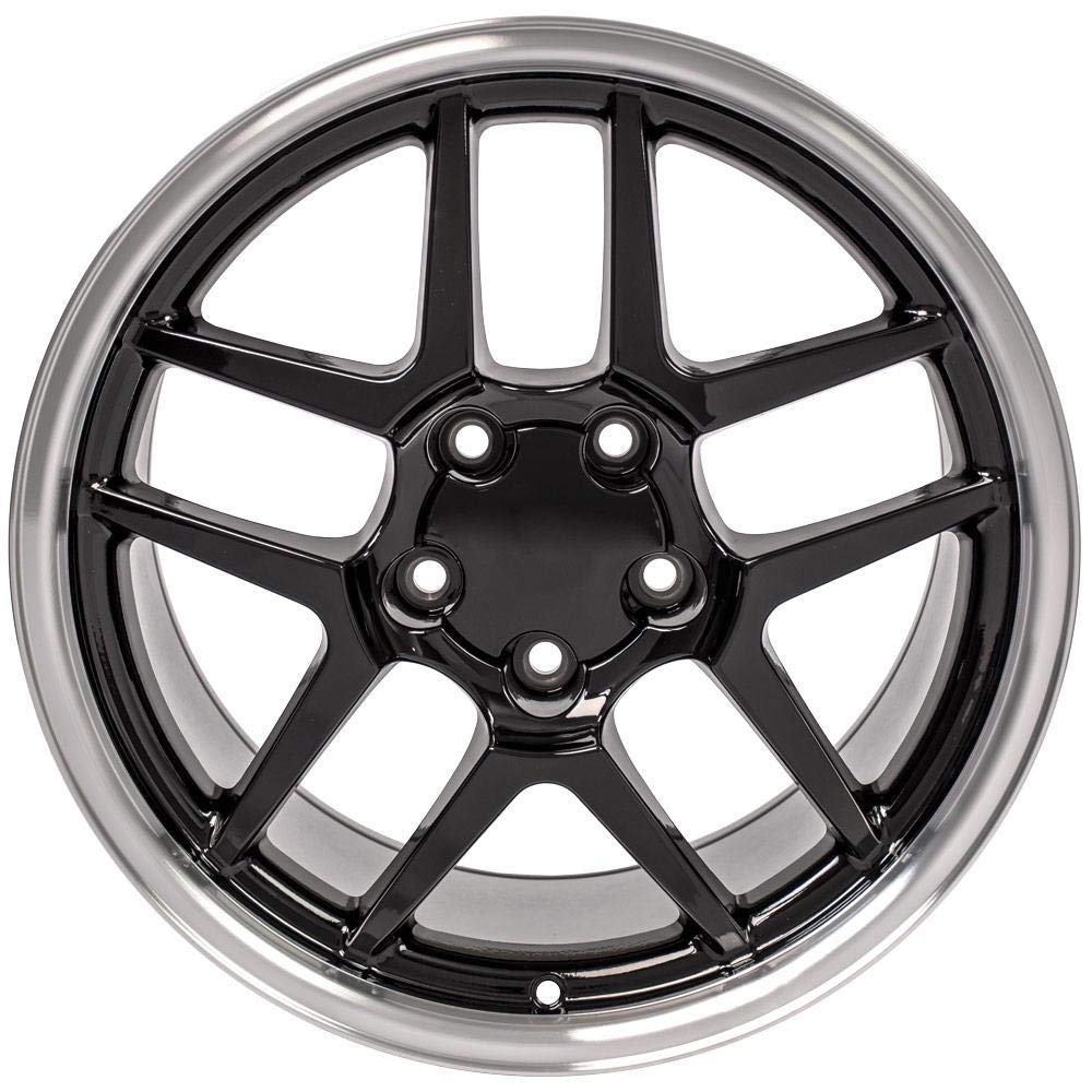 CV04 OE Wheels 18 Inch Rim Fits Corvette C5 Z06 Style 5x120.65 18x10.5 Gloss Black Machined Lip - Hollander 5124 (1)