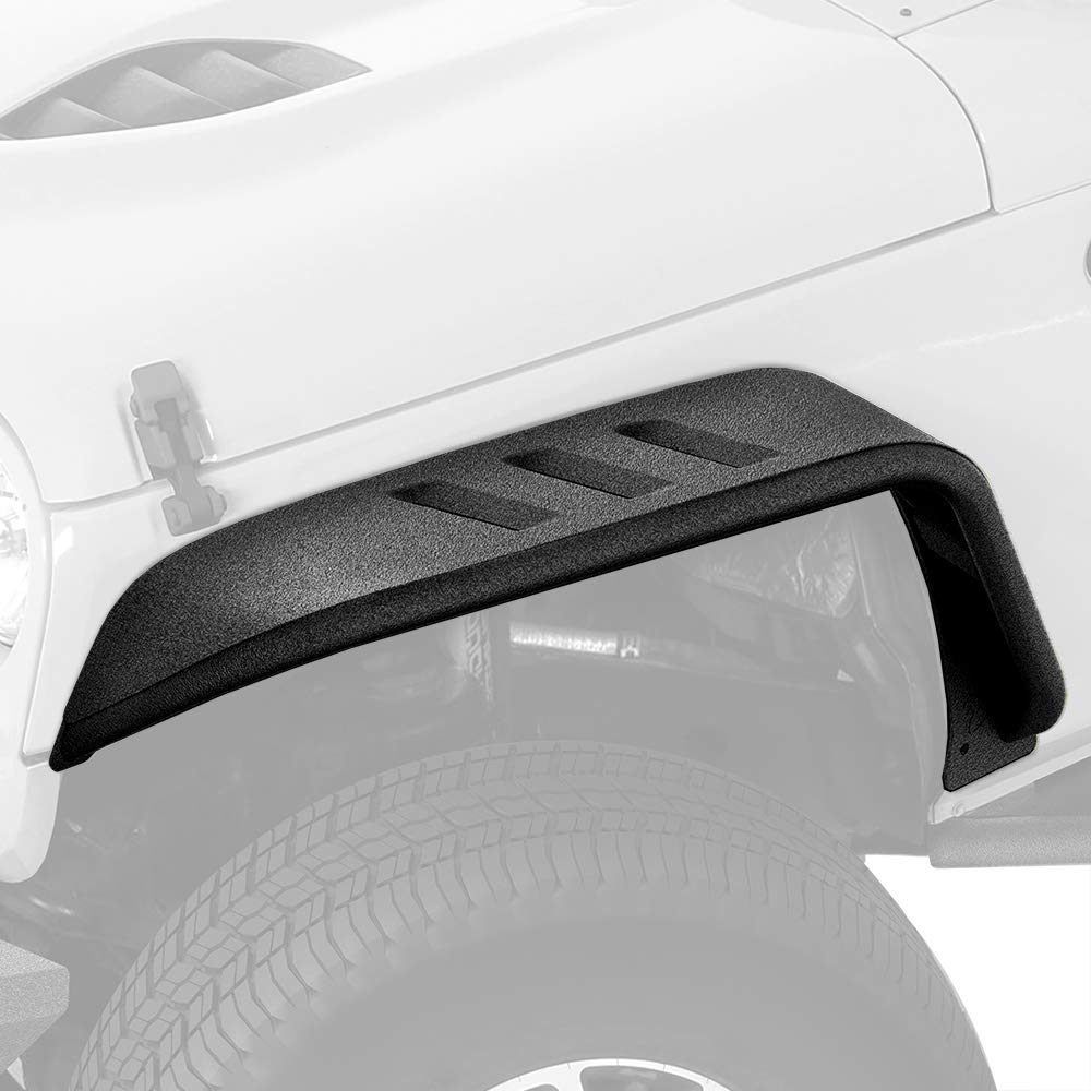 Tyger Auto Flat Style TG-FF7J66818 Steel Fender Flares Front & Rear 4PCS Set Black Textured Compatible with 2007-2018 Jeep Wrangler JK Both 2 & 4 Door