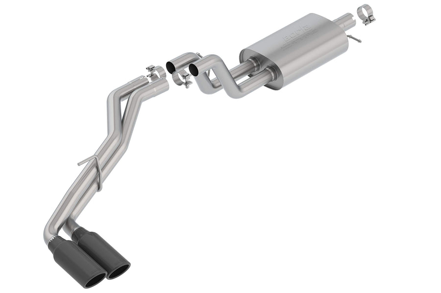 BORLA Cat-Back 140789BC Performance Exhaust System for 2019-2023 Ford Ranger 4 Cyl. T-304 Stainless Steel S-Type Sound Dual Right Side Exit Single 4" Round Black Chrome Tip On Each Tail Pipe