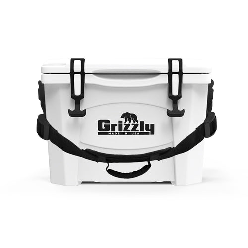 15 Cooler Grizzly | 15 qt Ice Chest Durable Rotomolded Insulated | Made in USA | Warranty for Life | For Beach Boat Camping Fishing Hunting | G15 | White