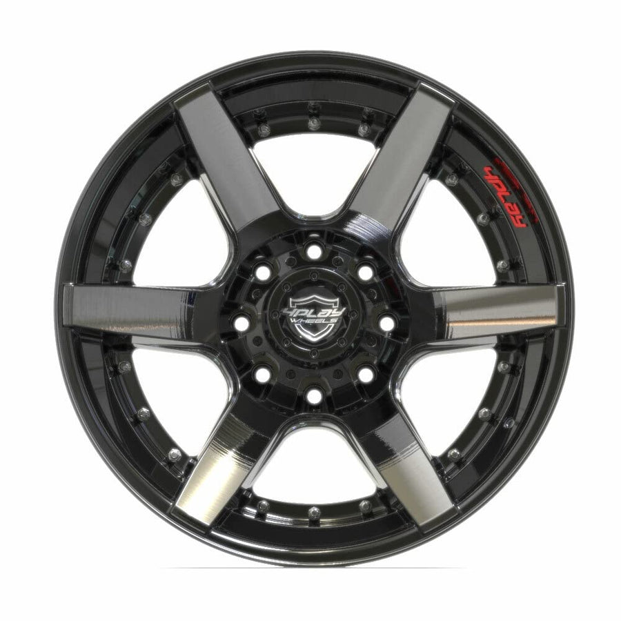4PLAY Wheels 4P60-20100-8650-24BBT Painted Brushed Black Wheel (20 x 10. inches /8 x 165 mm, -24 mm Offset)