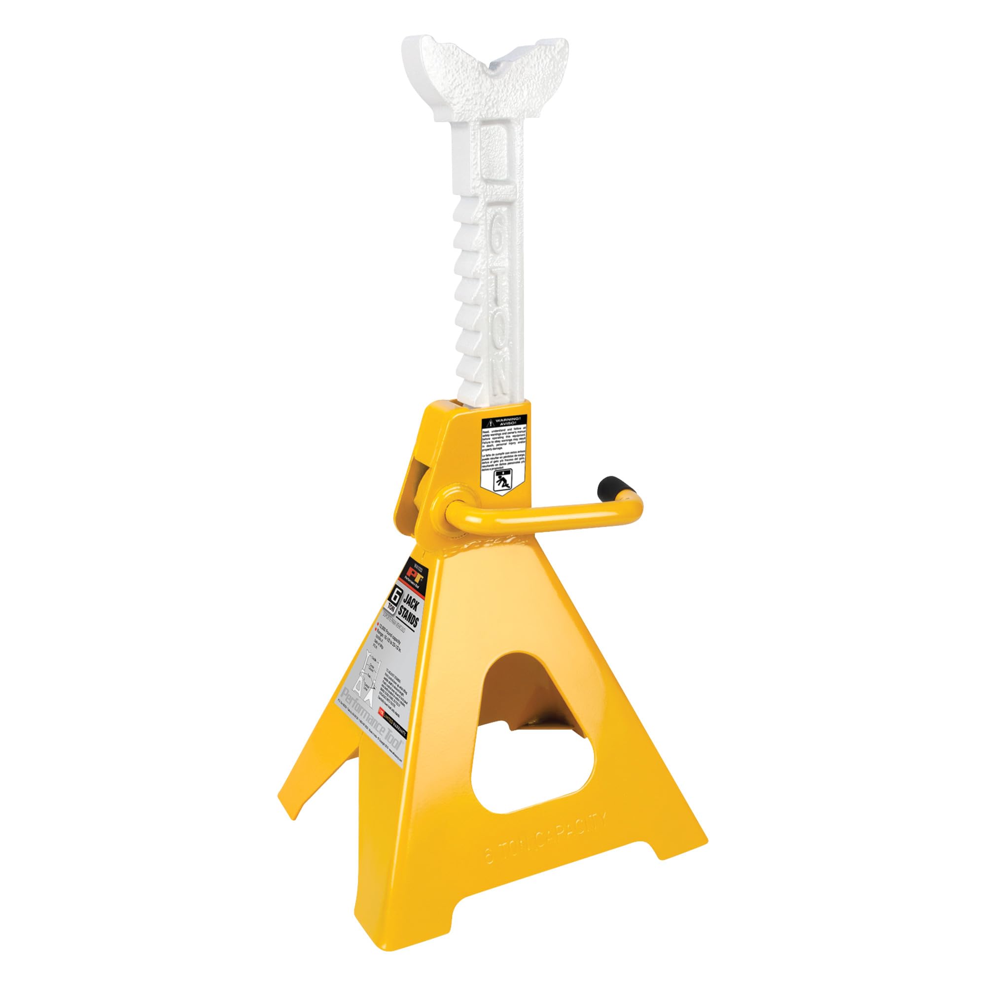 W41023 Performance Tool Ratchet Style Jack Stand Set for Lifting Vehicles During Maintenance, Yellow, 6-Ton
