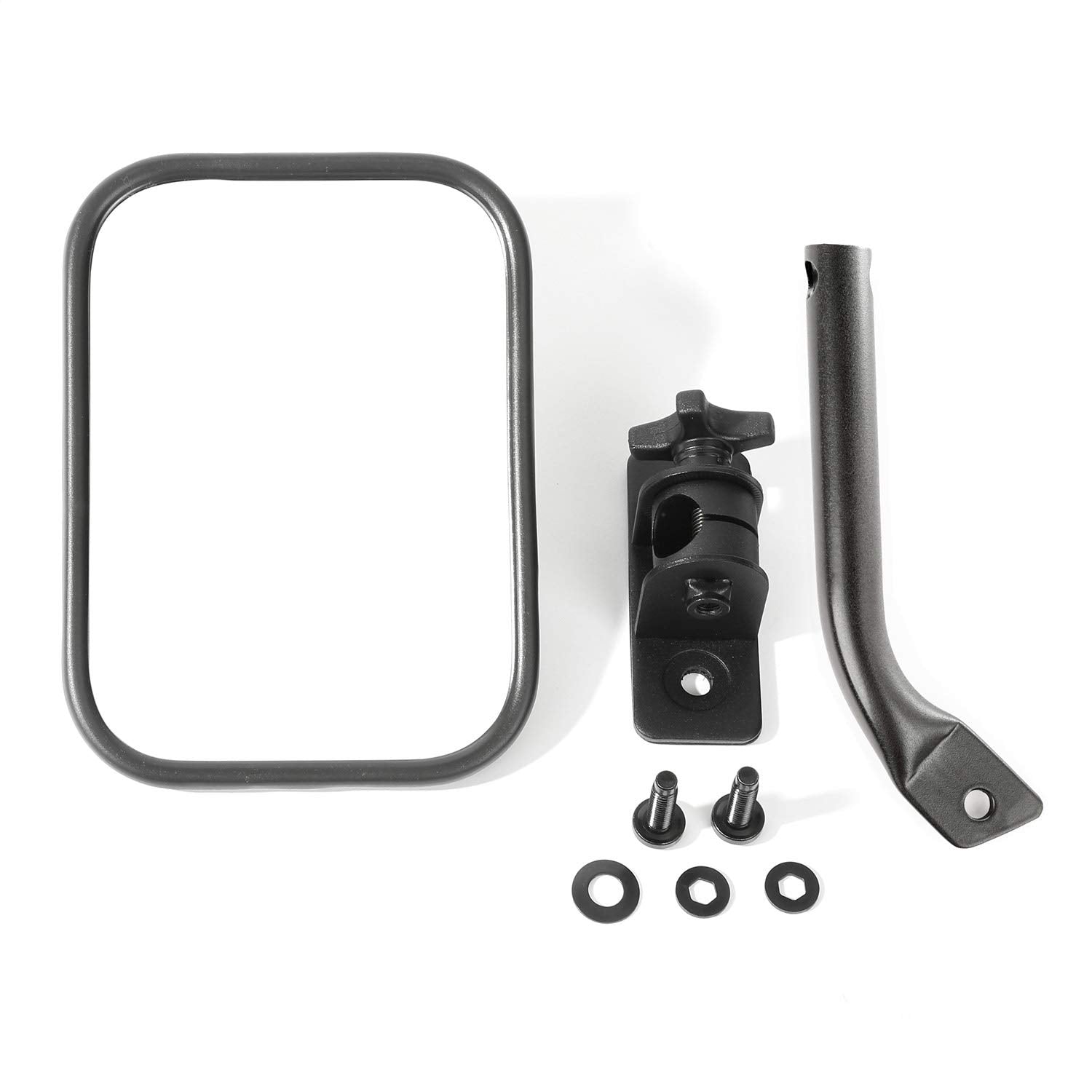 Stubby Trail Mirror | Rugged Ridge, Rectangular, Textured Black | 11025.20 | Fits 1997-2018 Jeep Wrangler