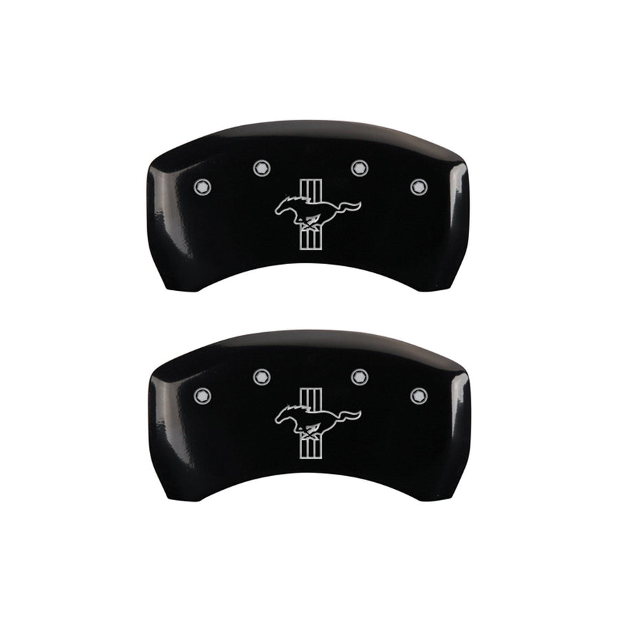 MGP Caliper Covers Black 10010RMB1BK Engraved with Silver Mustang/Bar & Pony (S197) (Set of 2)