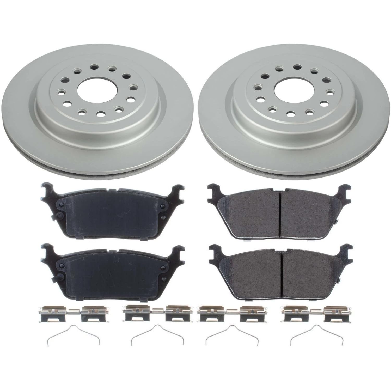 Power Stop Z17 CRK8184 Rear Coated Rotor Kit-Coated Brake Rotors, Ceramic Brake Pads For Ram 1500 2019-2023 [Model Specific]