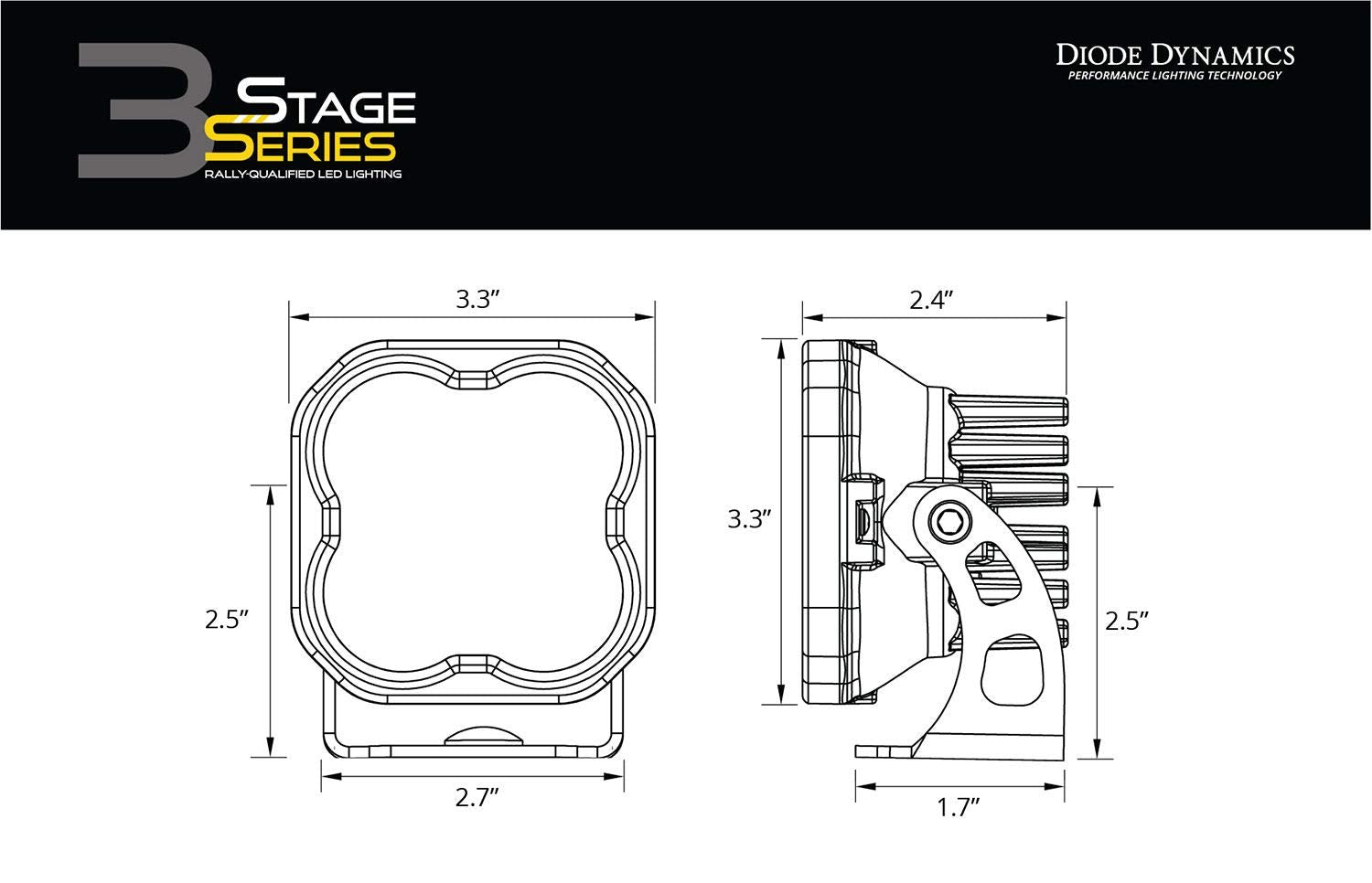 Diode Dynamics DD6586: Ditch Light Kit SS3 LED for 2019-2021 Ford Ranger, Pro Yellow Combo