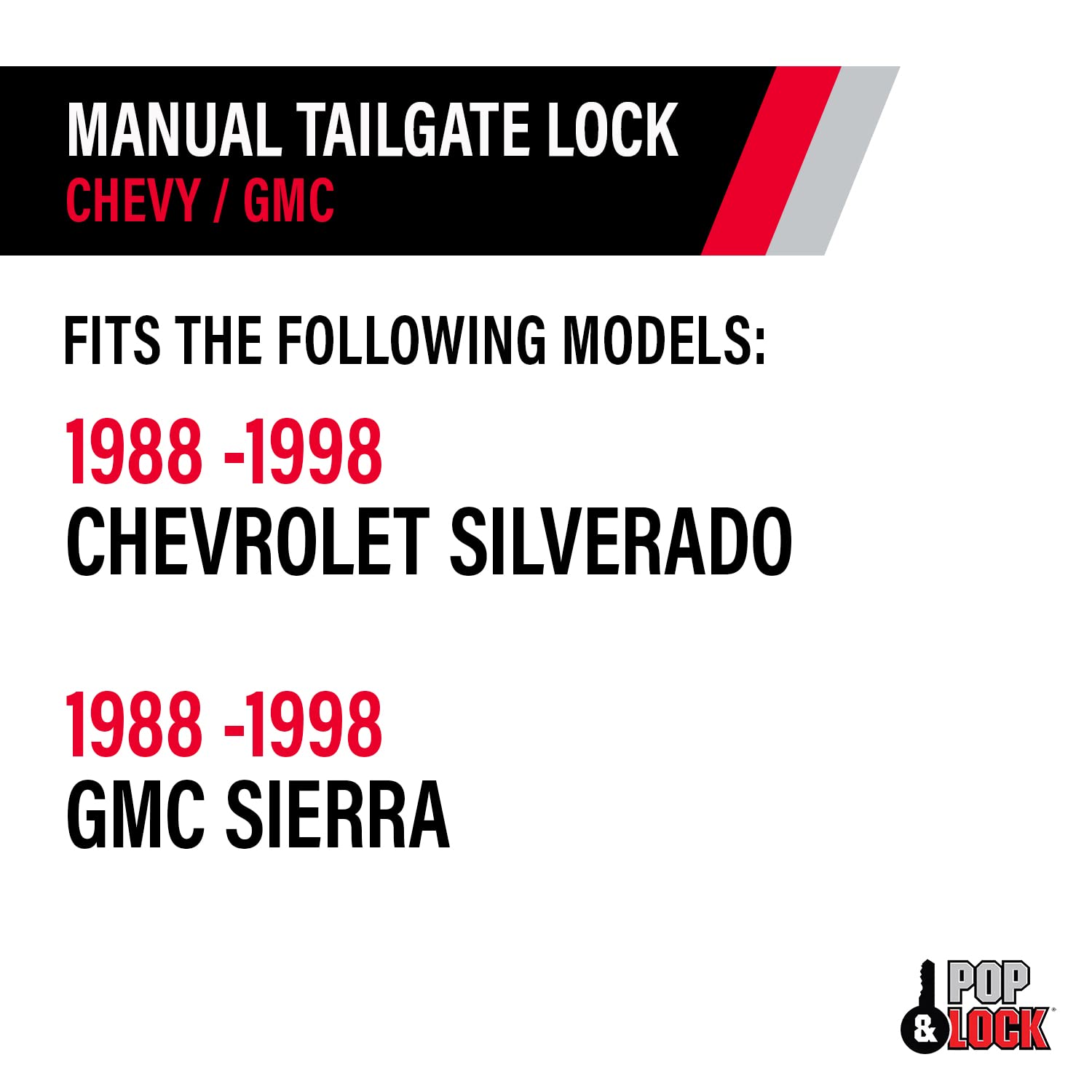 Manual Tailgate Lock Pop & Lock PL1050 for Chevy/GMC Black