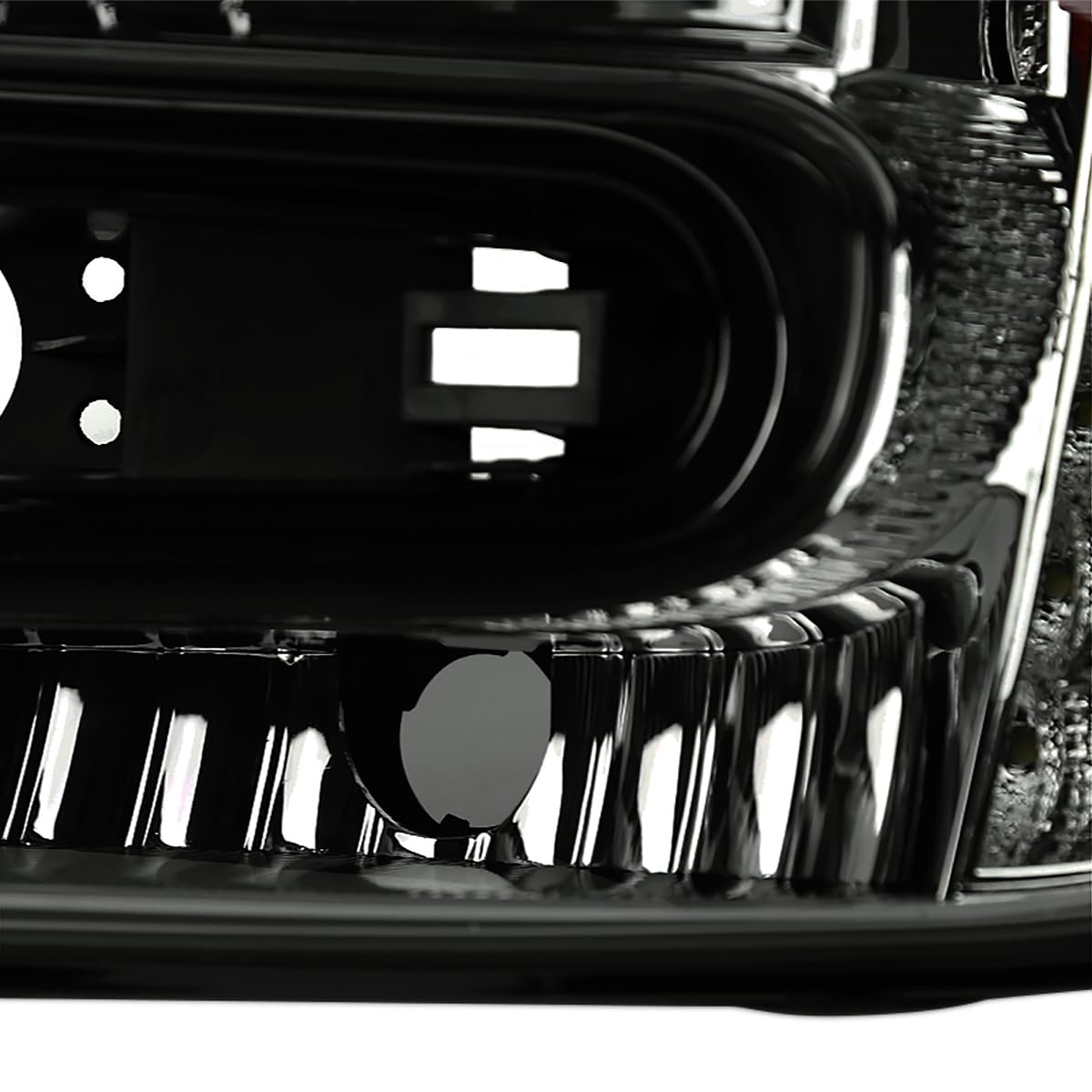 Smoke SPEC-D TUNING Projector Headlights w/LED Compatible with 2002-2009 Chevy Trailblazer, Left + Right Pair Headlamps Assembly
