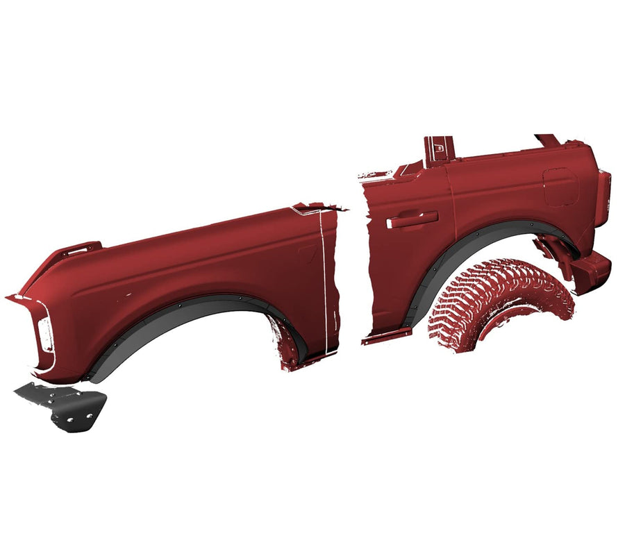 Front & Rear Black Horse Fender Flares Sheet Metal Plate Black Compatible with 2021-2024 Ford Bronco(Excl. Heritage Edition, Heritage Limited Edition, Everglades, and Raptor)-FF-FBFR22