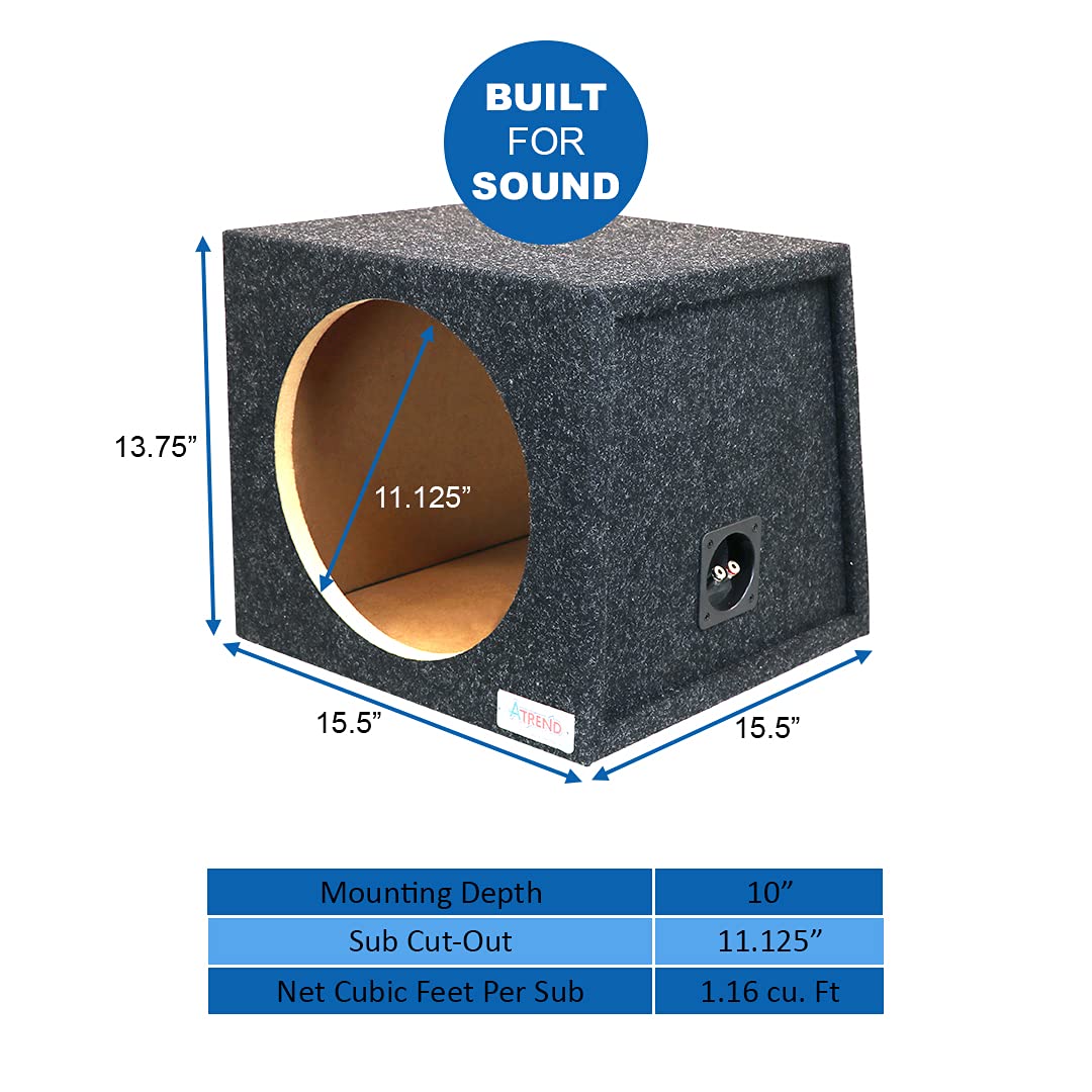 12SAL Atrend 12” Hatchback Style/Wedge Shaped/Single Sealed Subwoofer/Speaker Enclosure. Made in USA