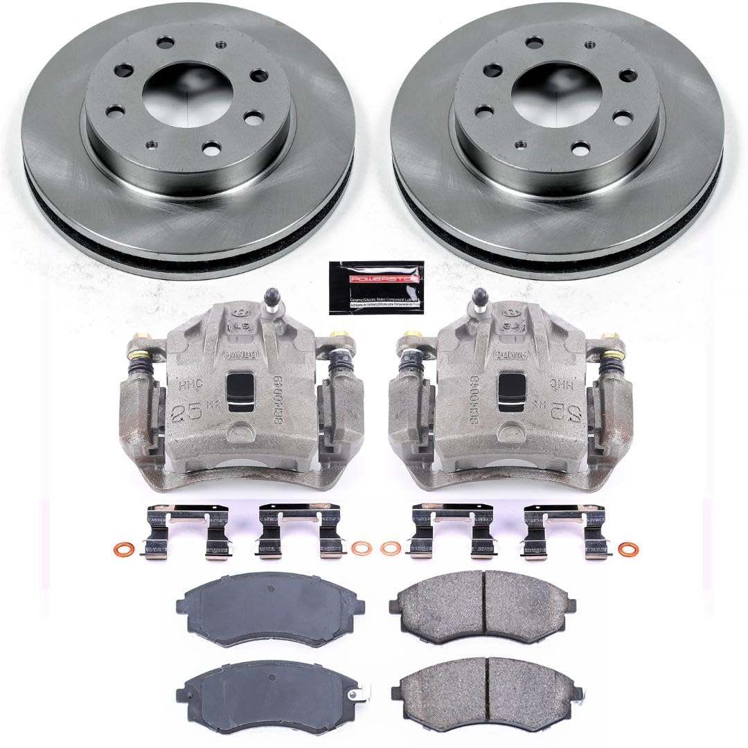 Power Stop KCOE1087B Replacement Autospeciality Front Caliper Kit- OE Rotors, Ceramic Brake Pads, Calipers For Hyundai Sonata 1999-2001 [Model Specific]