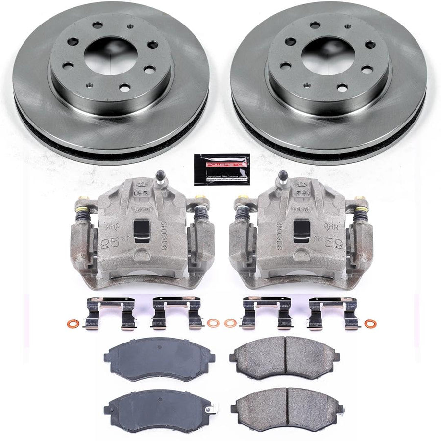 Power Stop KCOE1087B Replacement Autospeciality Front Caliper Kit- OE Rotors, Ceramic Brake Pads, Calipers For Hyundai Sonata 1999-2001 [Model Specific]