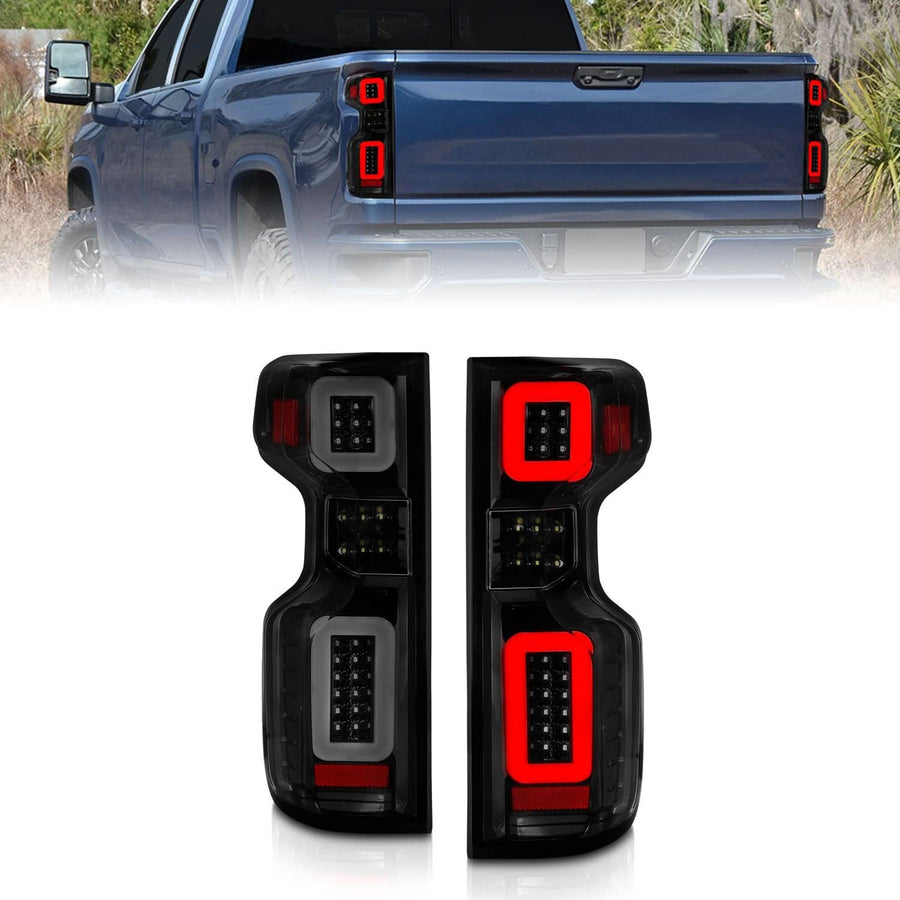 19-21 Chevy Silverado ANZO USA Aridex Full LED Tailights Black Housing Smoke Lens G2 (w/C Light Bars) (311415)