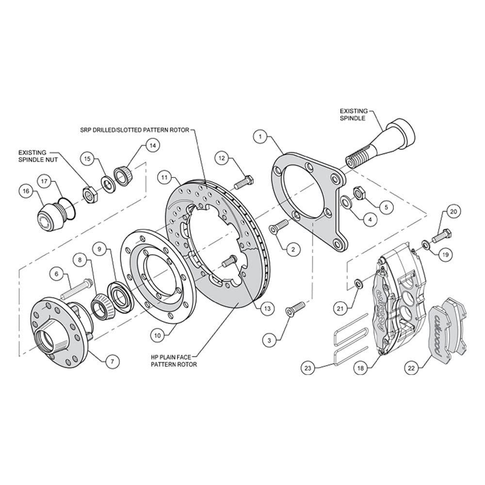 Front Hub Kit, DP6A 12.19", Drilled, Red