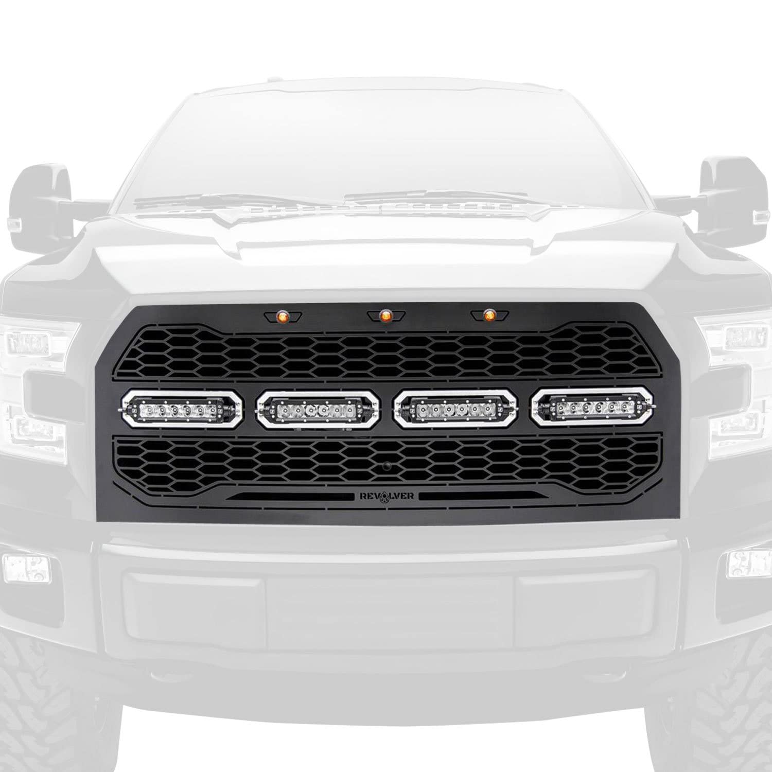 Revolver Series LED Grille Mild Steel Black Chrome Studs 1 Pc Replacement 6515741
