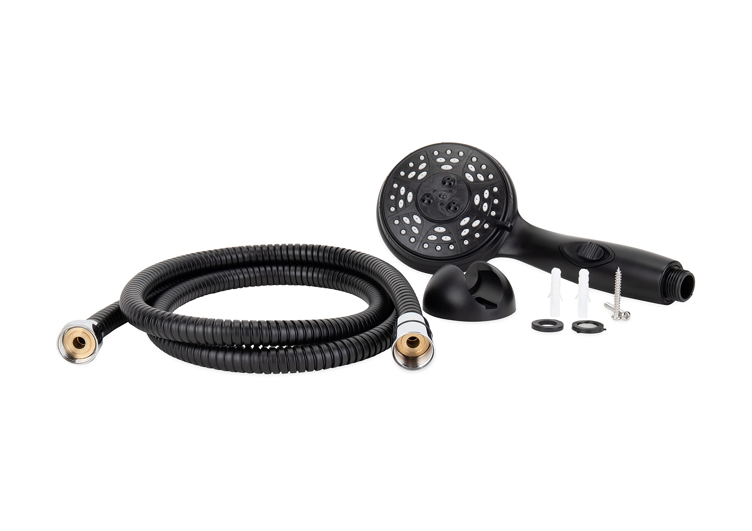 Complete Camco RV/Marine Shower Head Kit | Features Convenient On/Off Switch for Water Efficient Showers | 5 Spray Patterns | Black (43744)