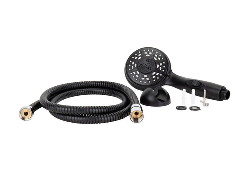 Complete Camco RV/Marine Shower Head Kit | Features Convenient On/Off Switch for Water Efficient Showers | 5 Spray Patterns | Black (43744)