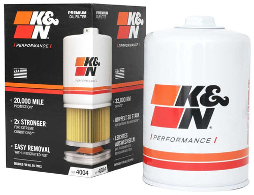 K&N Oil Filter Premium: 20,000 Mile Engine Protection with Wrench Off Nut: Compatible with Select 1972-1994 PORSCHE (911, 930, 911 Carrera), HP-4004