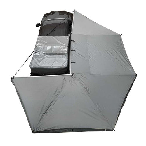 HD Nomadic 270 - Overland Vehicle Systems - Awning, Wall 1, 2 & 3, Passenger Side, Grey Body, Green Trim & Black Travel Cover