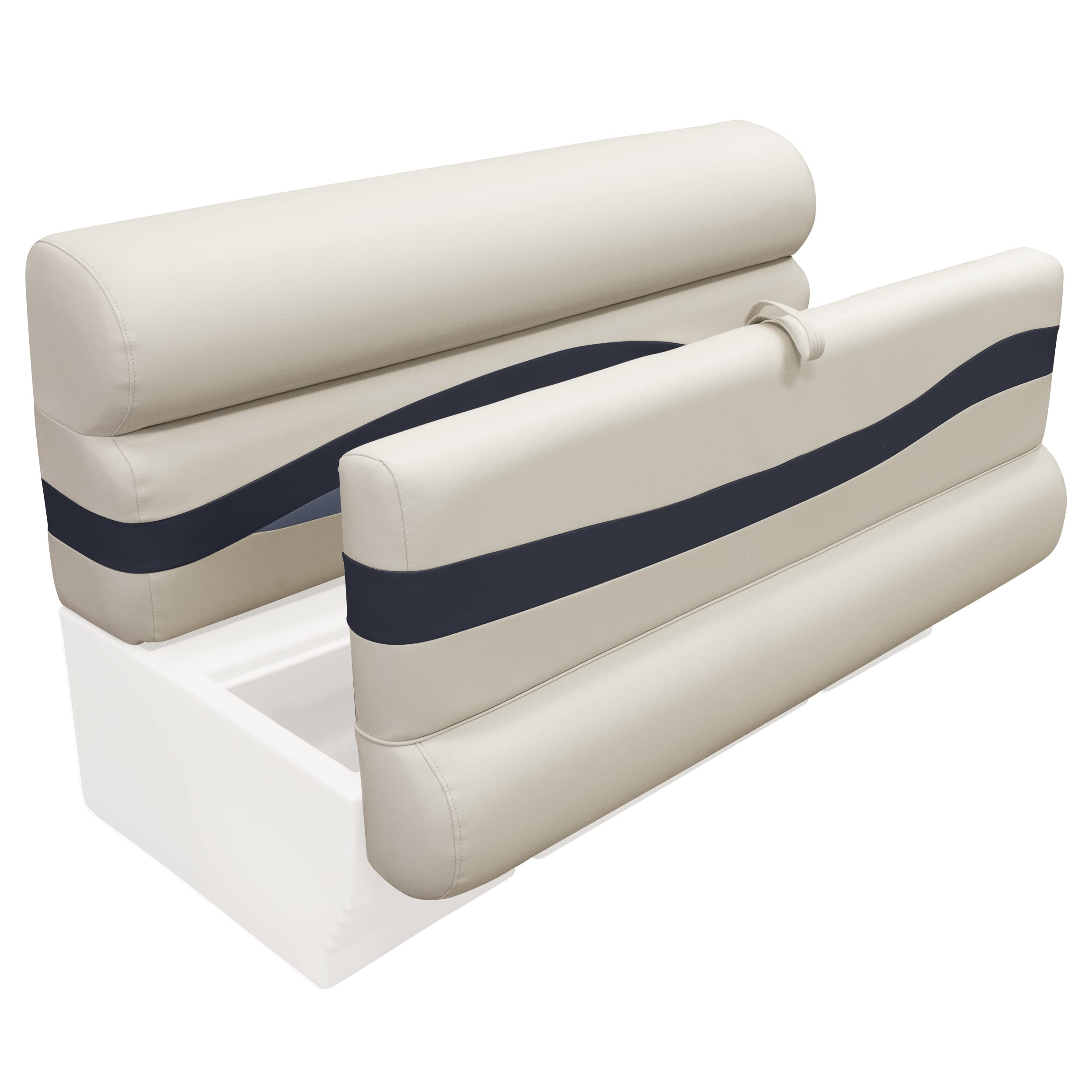 Wise Premier Series BM1145-986 Pontoon 50" Bench Seat Cushion Set, Platinum/Spectra Navy/Cobalt
