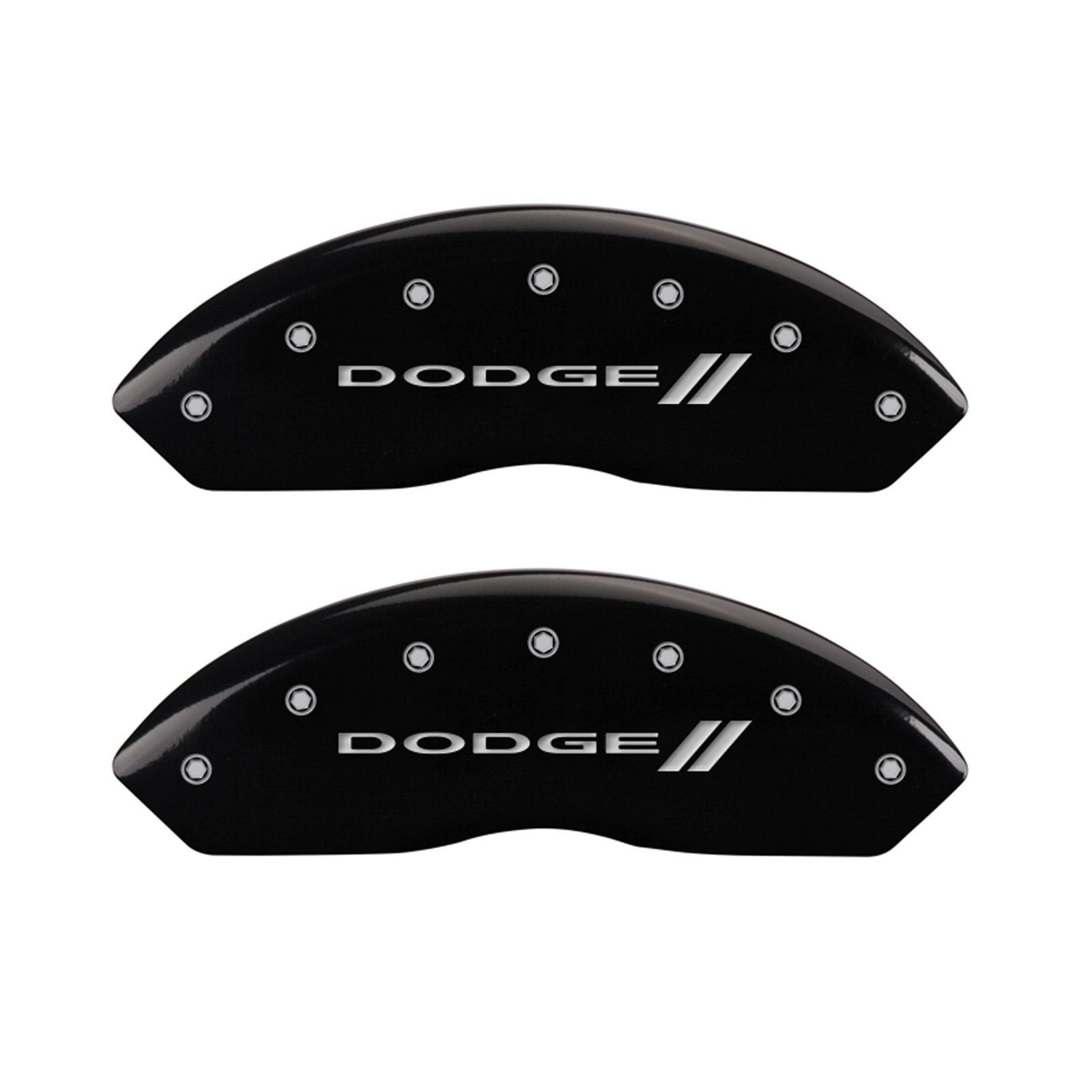 Dodge ll MGP Caliper Covers 12200SDD3BK Engraved Caliper Cover with Black Powder Coat Finish and Silver Characters, (Set of 4)