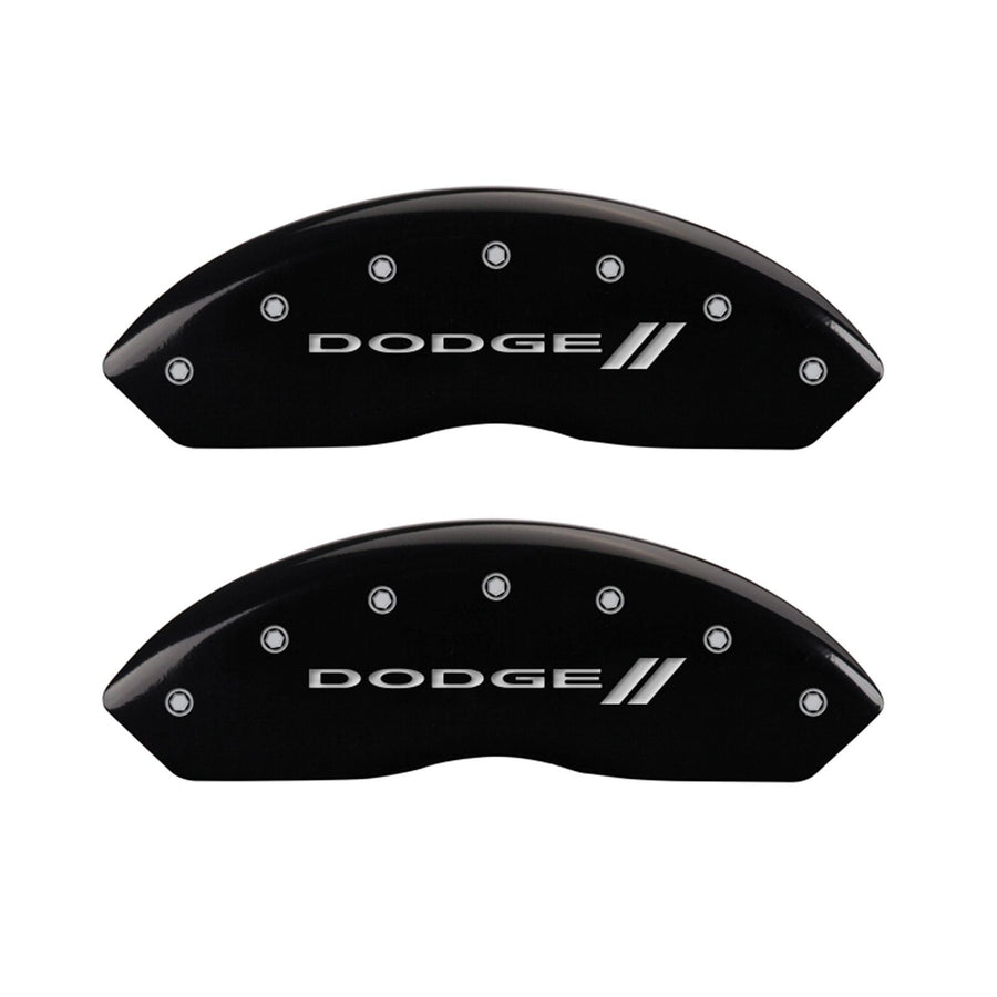 Dodge ll MGP Caliper Covers 12200SDD3BK Engraved Caliper Cover with Black Powder Coat Finish and Silver Characters, (Set of 4)