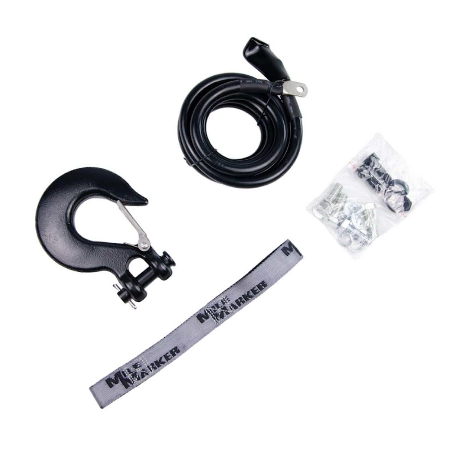 Mile Marker Mission Series 78-53246 Covert Black 12 Volt 10,000 Pound Electric Winch with 92' Synthetic Rope - Rugged Heavy Duty Solenoid - Fully Submersible