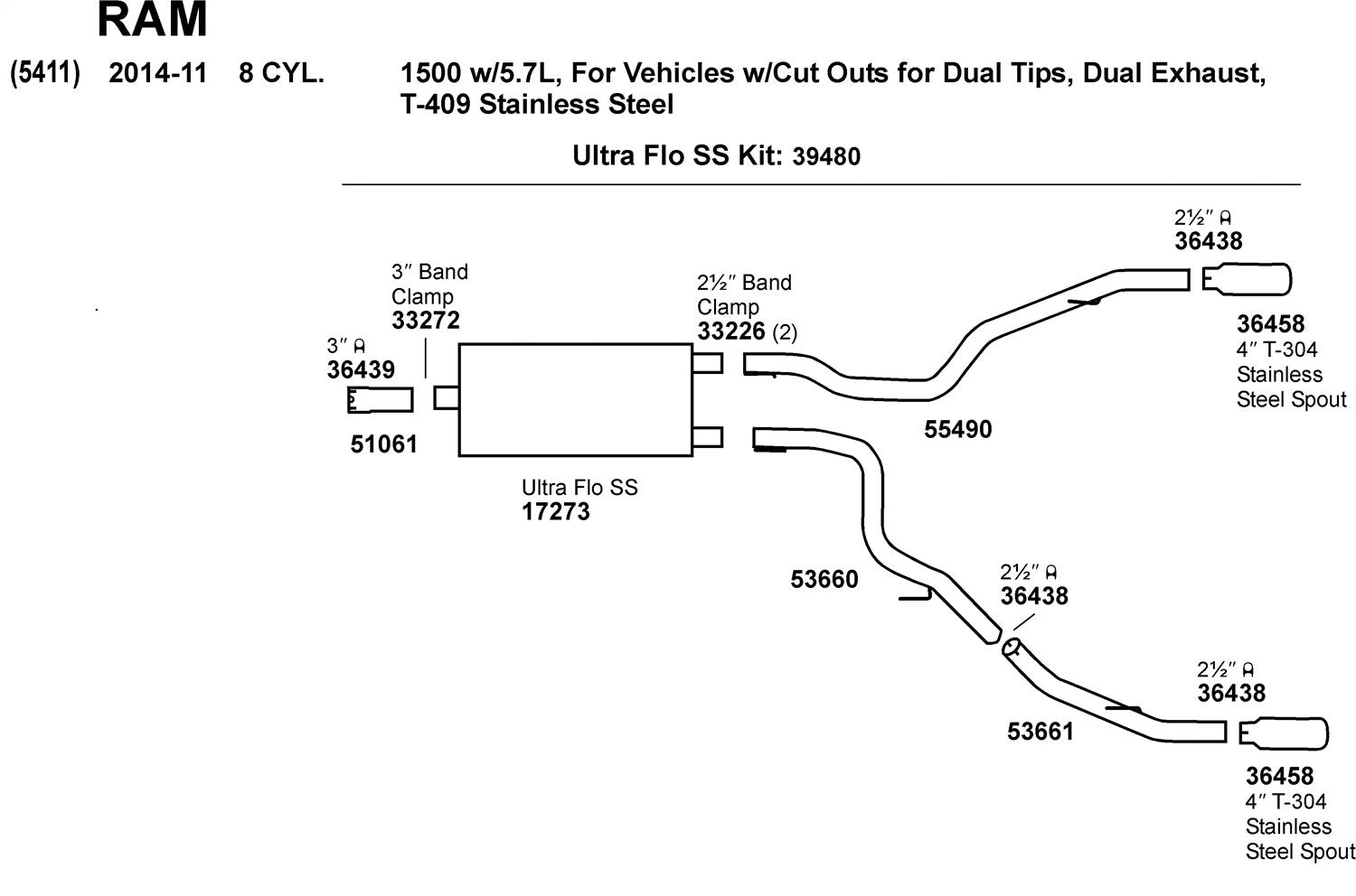 Ultra Flo Dynomax 17273 Exhaust Muffler for Ram 1500