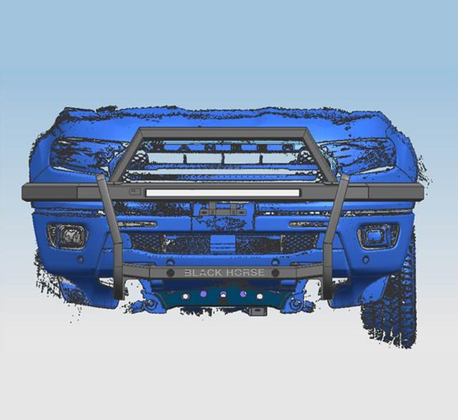 Rambler Black Horse Grille Guard Modular Black Compatible with 2019-2022 Chevrolet Silverado 1500-RAG101