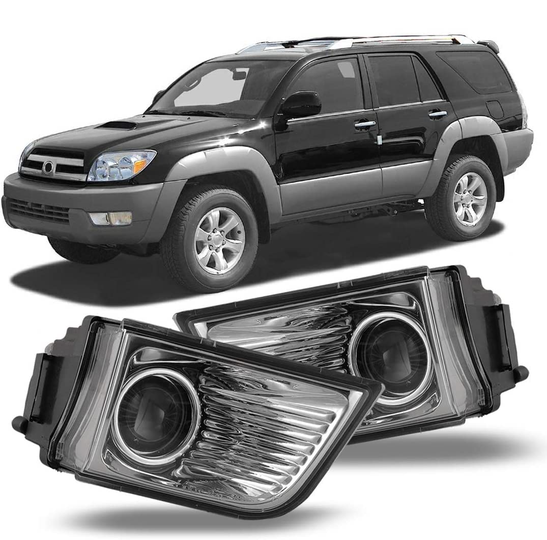 Fog Lights Winjet OEM Series for [2003 2004 2005 Toyota 4Runner] Driving Projector Fog Lights Lamps Assembly Pair Replacement W/9006 12V51W Halogen Bulbs (Clear Lens)