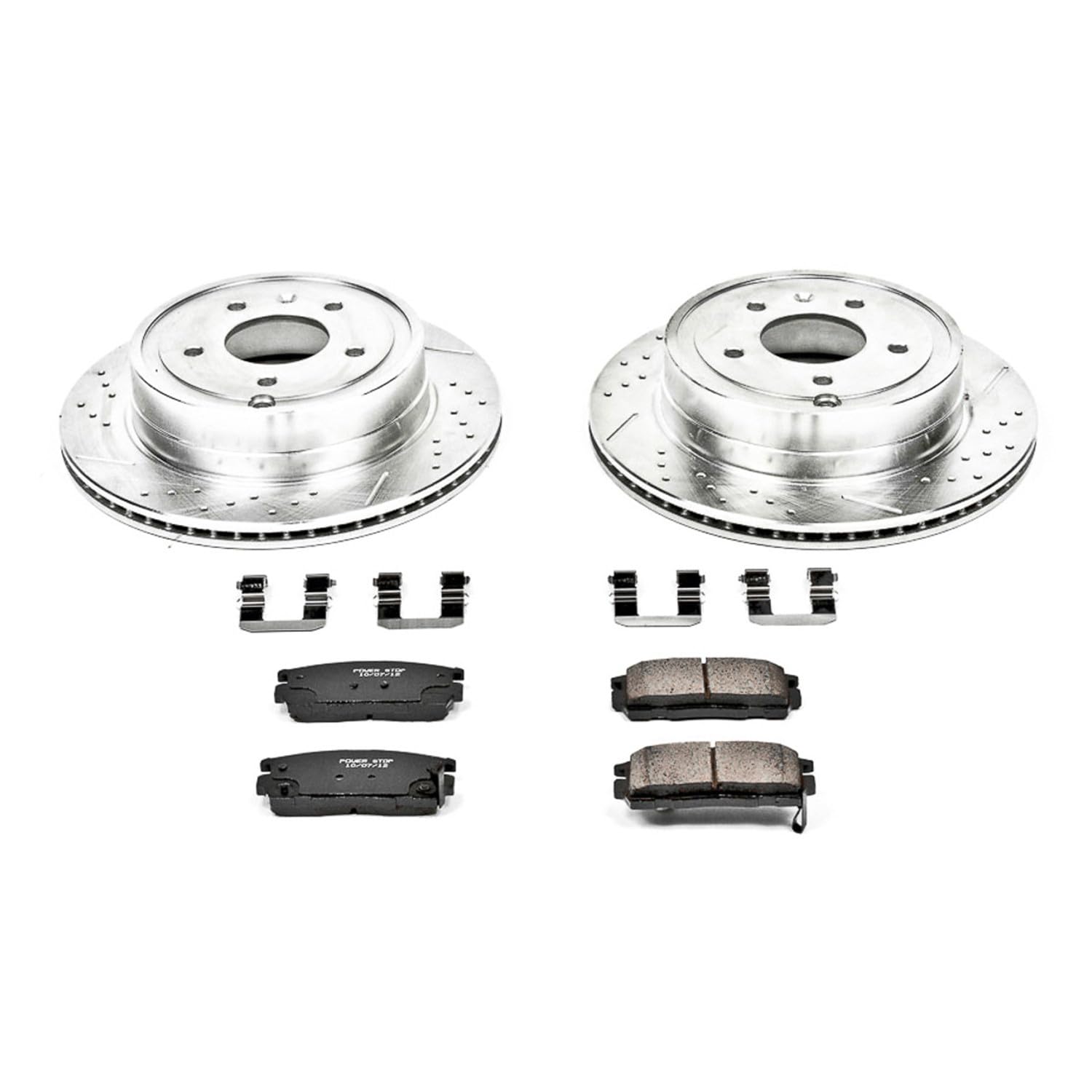 Power Stop K2092 Z23 Carbon Fiber Brake Pads Rear with Drilled & Slotted Brake Rotors Kit For Chevrolet Captiva Sport, Chevrolet Equinox, Pontiac Torrent, Saturn Vue, Suzuki XL-7 [Model Specific]