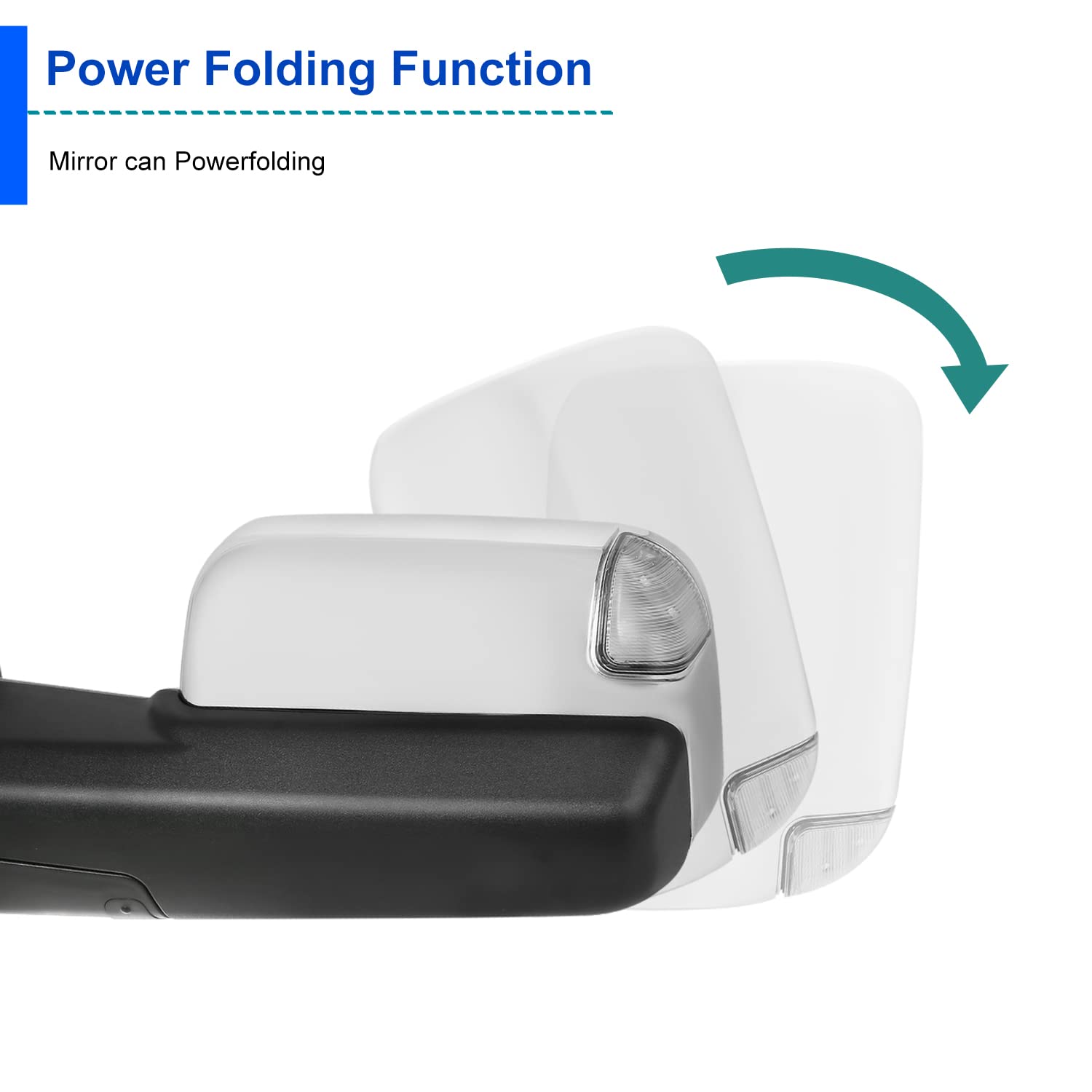 Spec-D Tuning Auto Fold Power Heated Tow Mirrors+LED Puddle Lamps+Turn Signal Compatible with Dodge Ram 1500 2009-2012