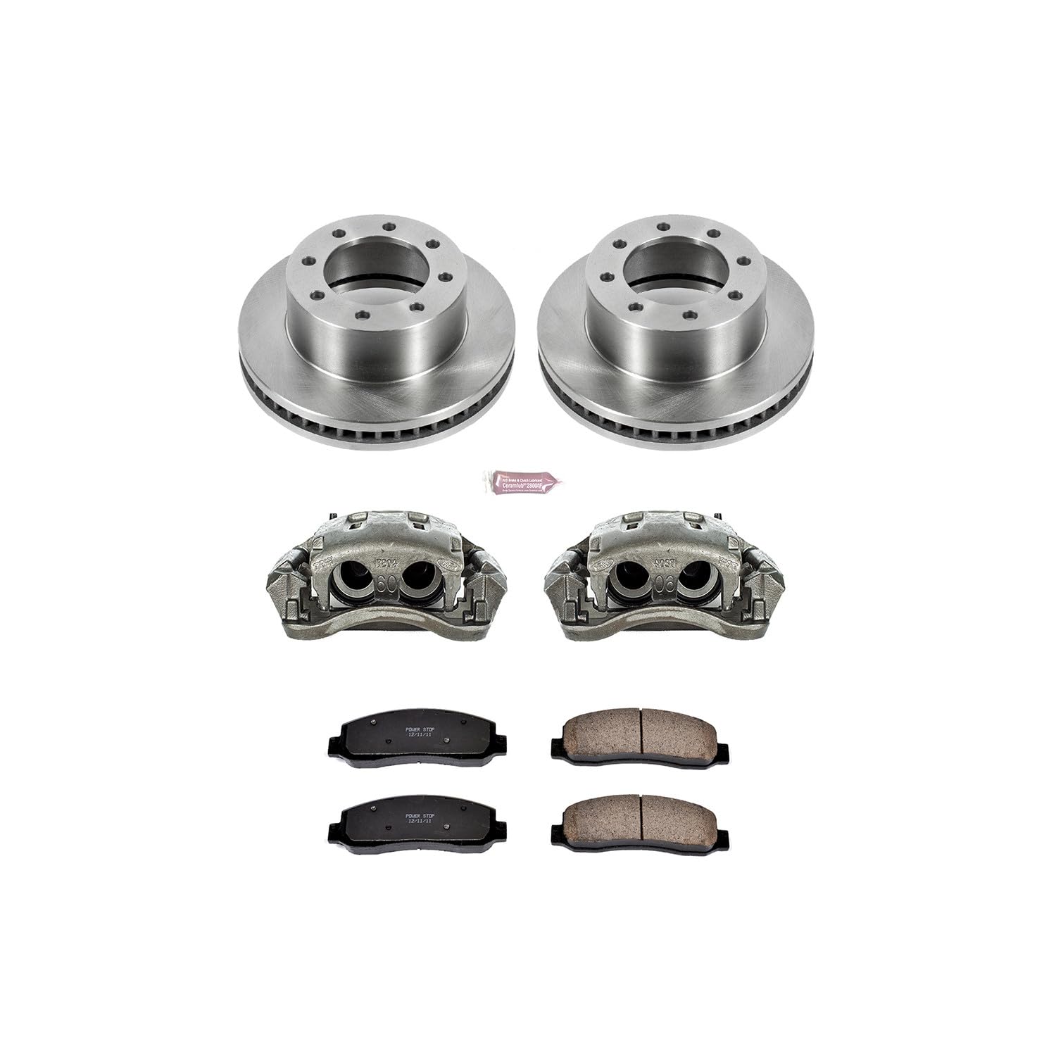 Power Stop KCOE5412A Replacement Autospeciality Front Caliper Kit- OE Rotors, Ceramic Brake Pads, Calipers For Ford F-350 Super Duty 2011 [Model Specific]