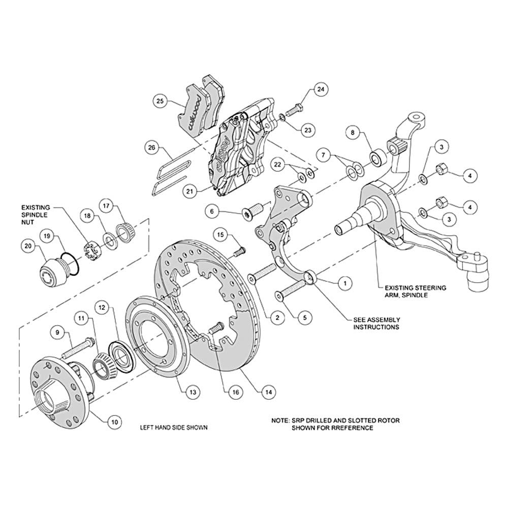Front Hub Kit DP6A, 12.19", Drilled, Red