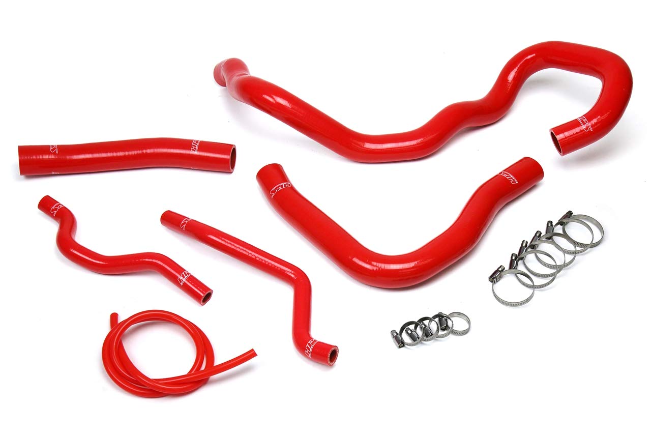 Red HPS Performance 57-1609-RED Silicone Radiator and Heater Hose Kit Coolant