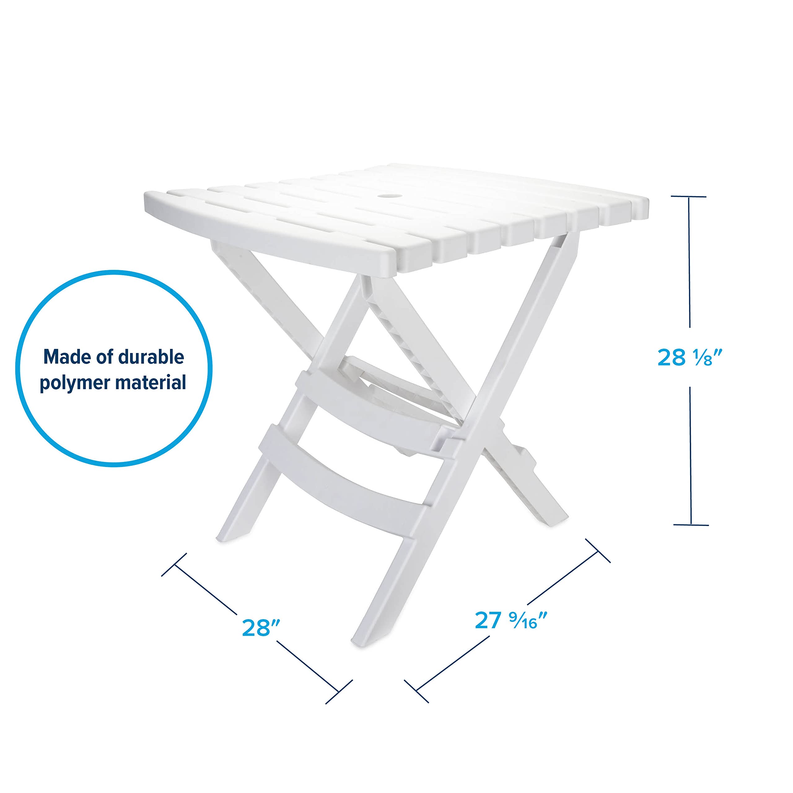 Camco Table and Chair Outdoor Set | Features Foldable Design for Compact RV Storage and Organization | Great for Camping, Events, Patios, and More | No-Tool Assembly | 3-Piece, White (51640)