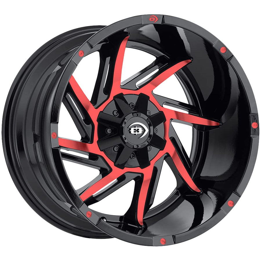 422 Prowler Vision 20x12 5x4.5"/5x5" -51mm Black/Red Wheel Rim 20" Inch 422Z20207BMFR-51