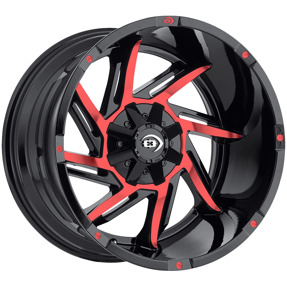 20x12 Vision 422 Prowler Black/Red Wheel Rim 6x135-51mm Inch