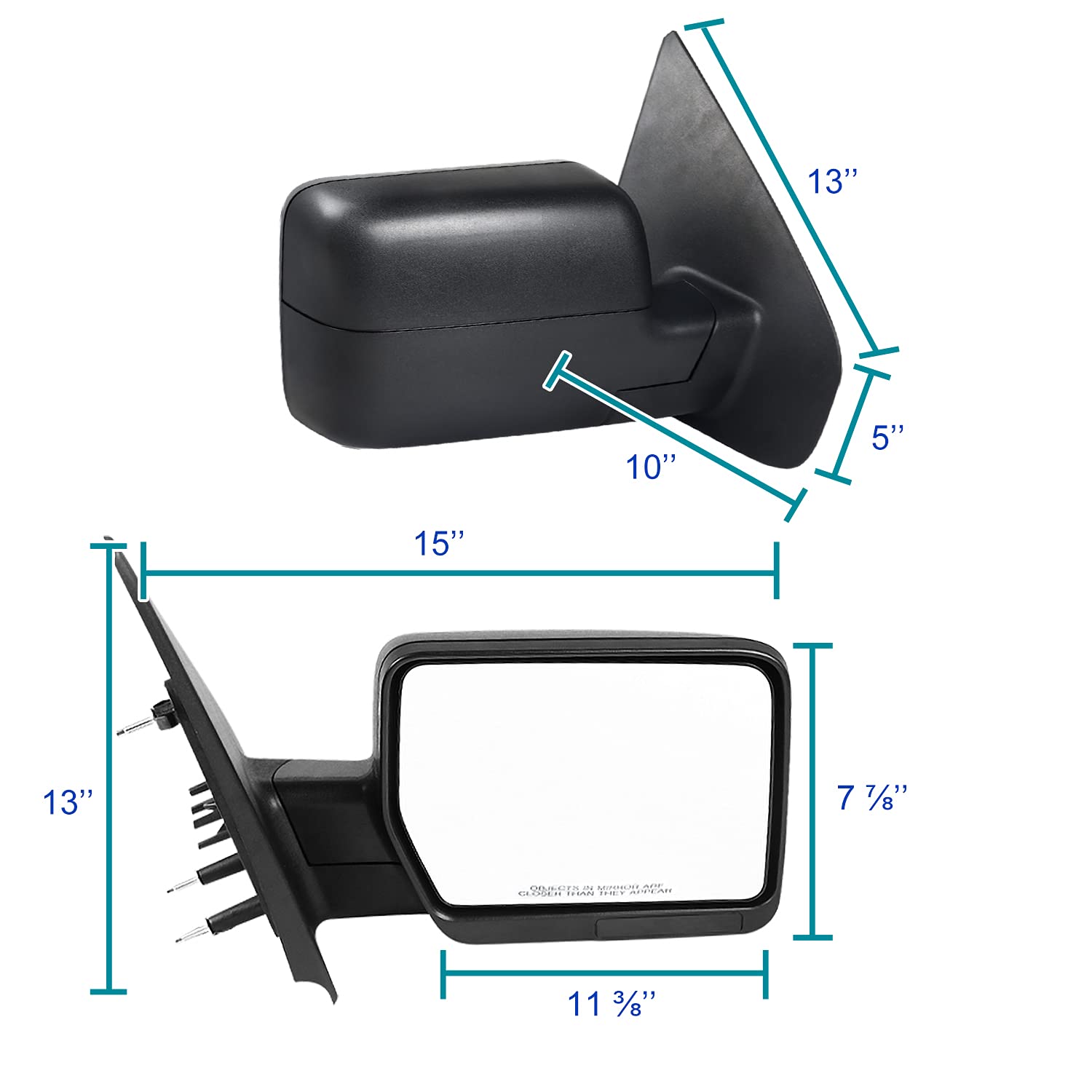 Spec-D Tuning Manual Fold Right Passenger Side Non Heated Side Mirror Compatible with 2004-2014 Ford F150 F-150 Truck