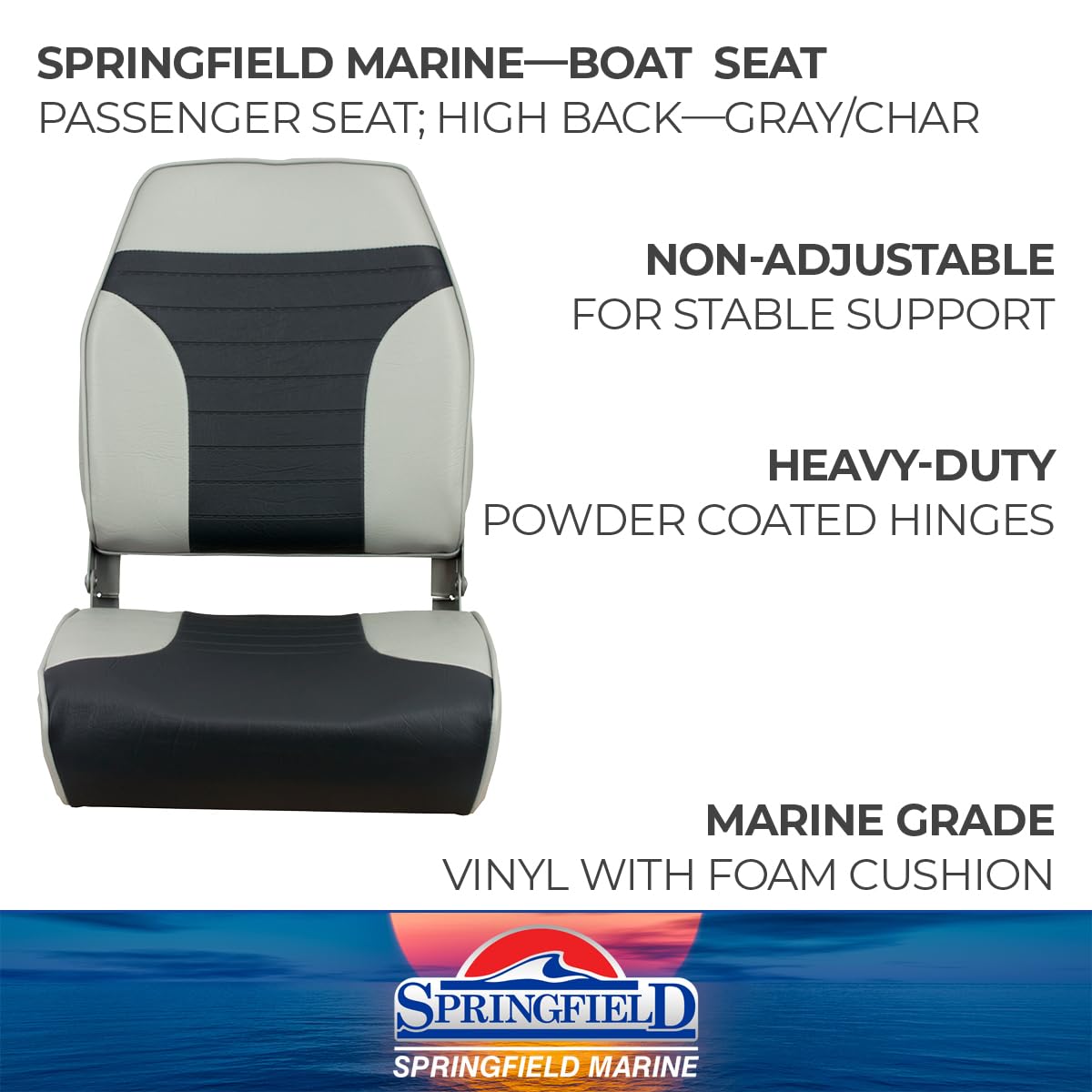 Gray/Charcoal Springfield Marine 1040663 Economy Folding High Back Chair