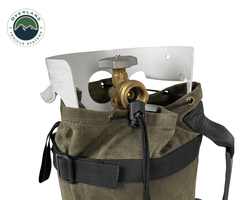 Propane Bag Overland Vehicle Systems with Handle & Straps - #16 Waxed Canvas Storage - Infused with Paraffin Wax Waterproofing - Heavy Duty Rubber Handle and Nylon Straps