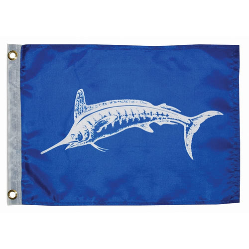 White Marlin Flag - Taylor Made Fishermans Catch (12" x 18") — Show Off Your Fishing Expertise with a Fishing Flag — Nylon Construction - Brass Grommets - Water Repellent — 2020109162