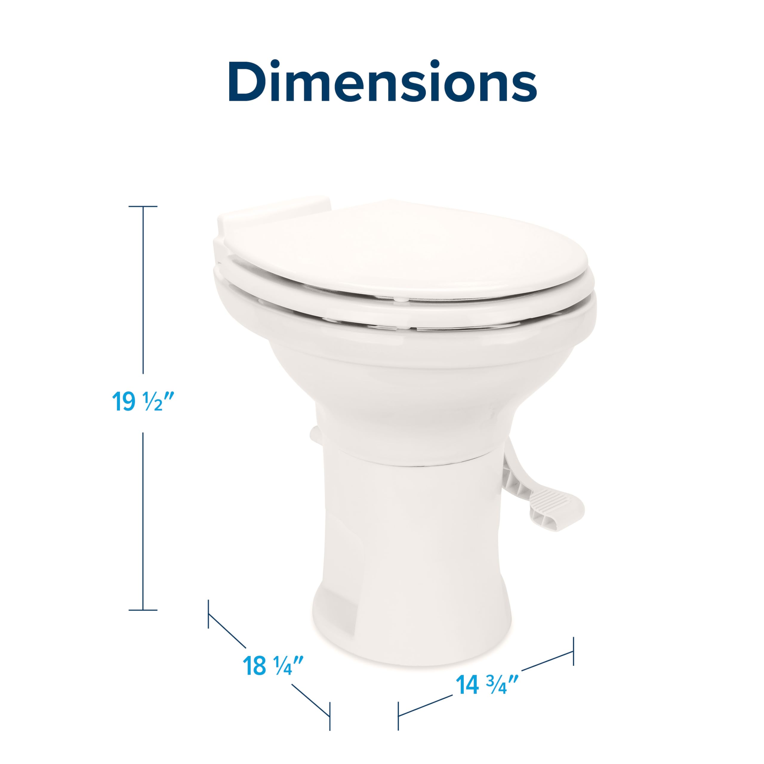 Camco Ceramic Premium Camper/RV Toilet - Features Gravity Flush System w/Convenient Foot Pedal - Full-Sized Ergonomic Design w/18" Chair Height - Soft-Close Wood Seat & Lid - Bone (41715)