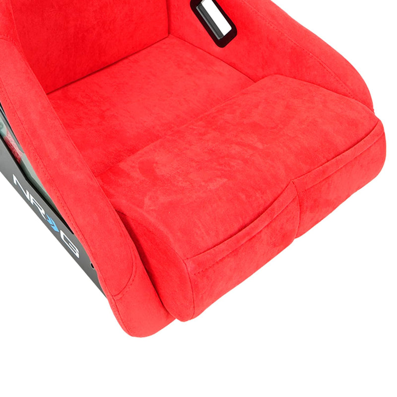 NRG Innovations Universal Fixed Back Bucket Seat NRG-FRP-302RD-DRGN-R, Special Dragon Embroidery Edition Racing Seat, Red Alcantara Seat Cover w/Mount Bracket, Size L