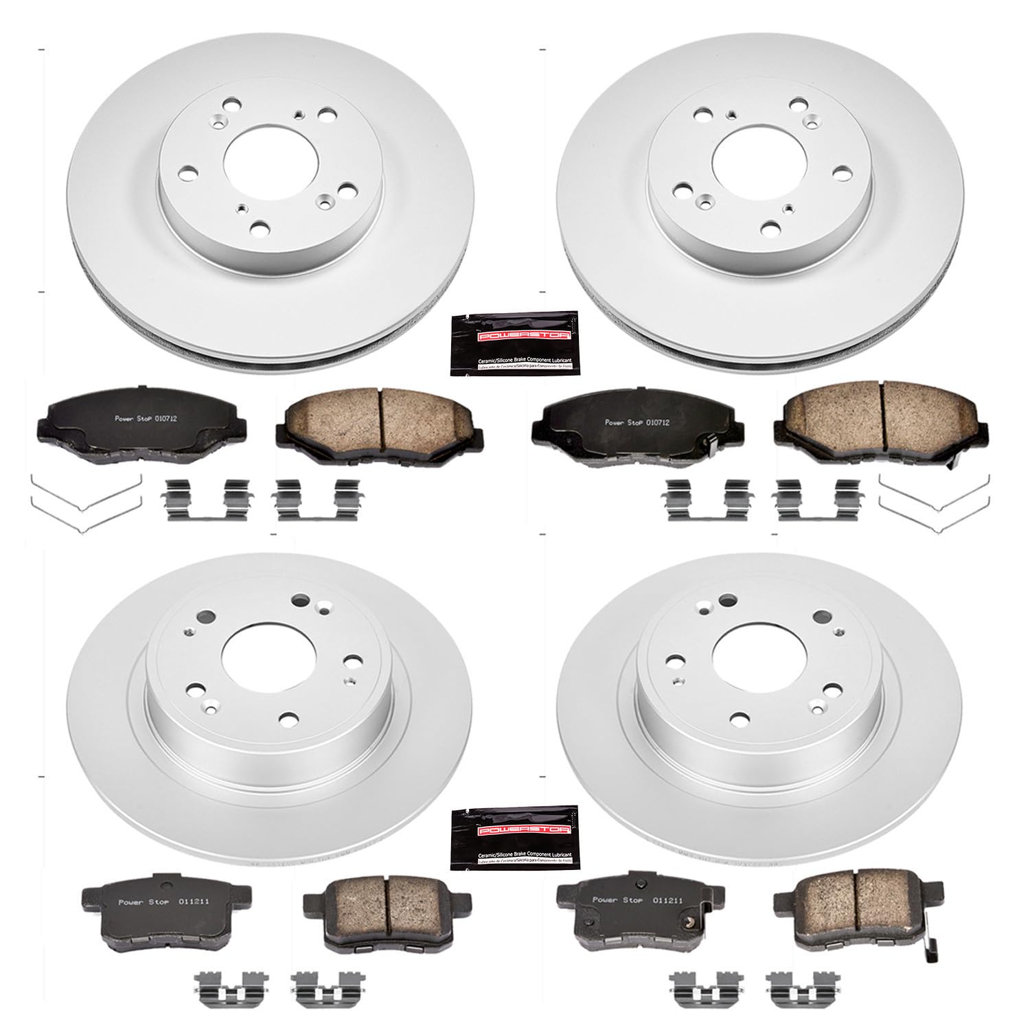 Power Stop CRK2744 Brake Rotor & Coated Ceramic Brake Pads- front & rear For Honda Accord 2008-2010 [Model Specific]