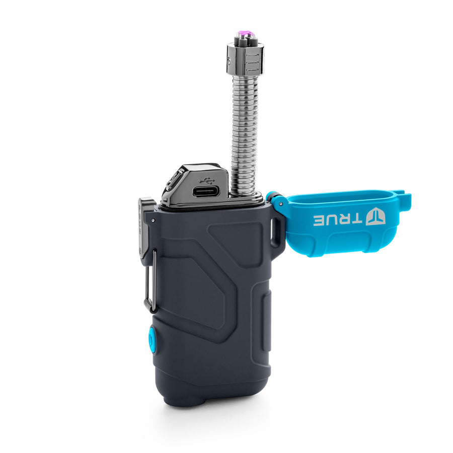 Plasma Lighter True XRL | Flameless and Fuel-Free, Plasma Arc Technology, 100+ Ignitions on a Single Charge, Windproof, Water-Resistant, Compact and Rugged Design - Gray/Blue