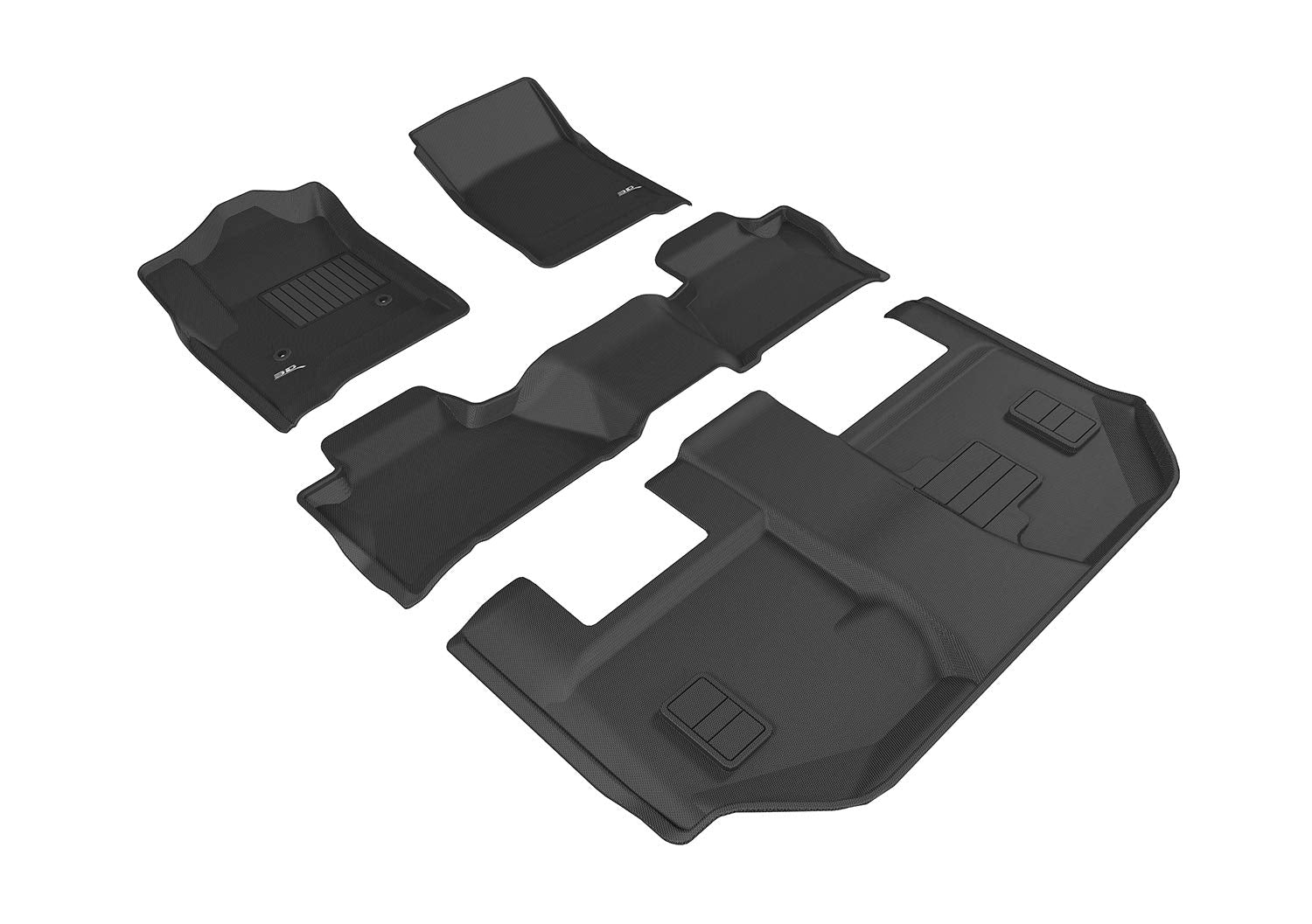 3D MAXpider KAGU Custom Fit Floor Mat (BLACK) for 2015-2020 CHEVROLET SUBURBAN - 1ST ROW 2ND ROW 3RD ROW