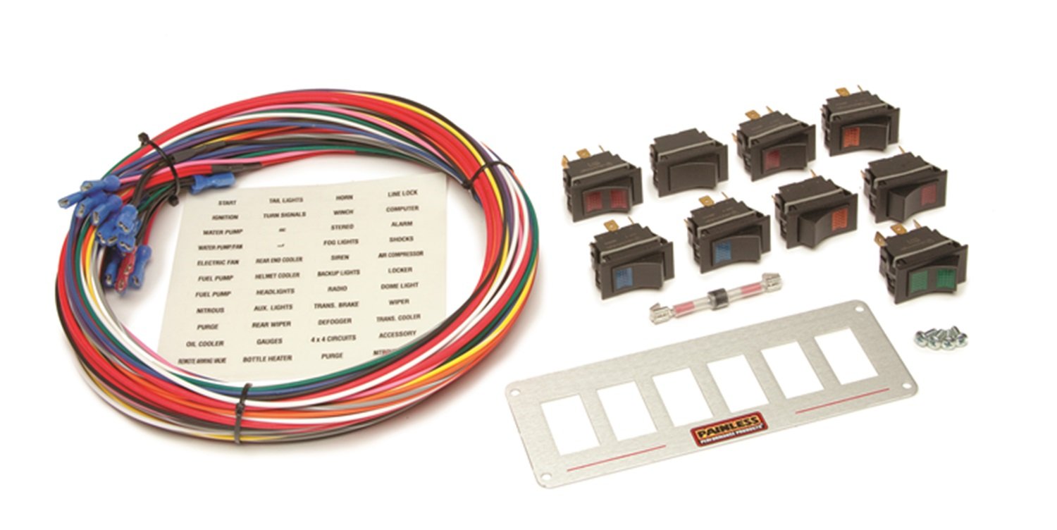 50210 Painless Performance Rocker Switch Power Panel for 1979-1986 Ford Mustang, 6-Switch